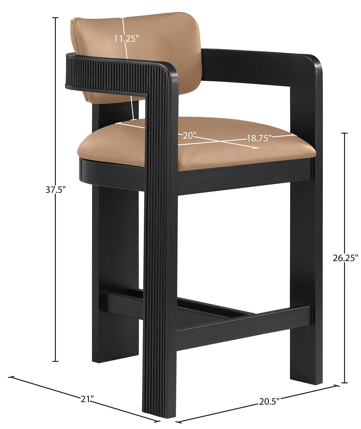 Sacha - Vegan Leather Upholstered Counter Stool With Black Base