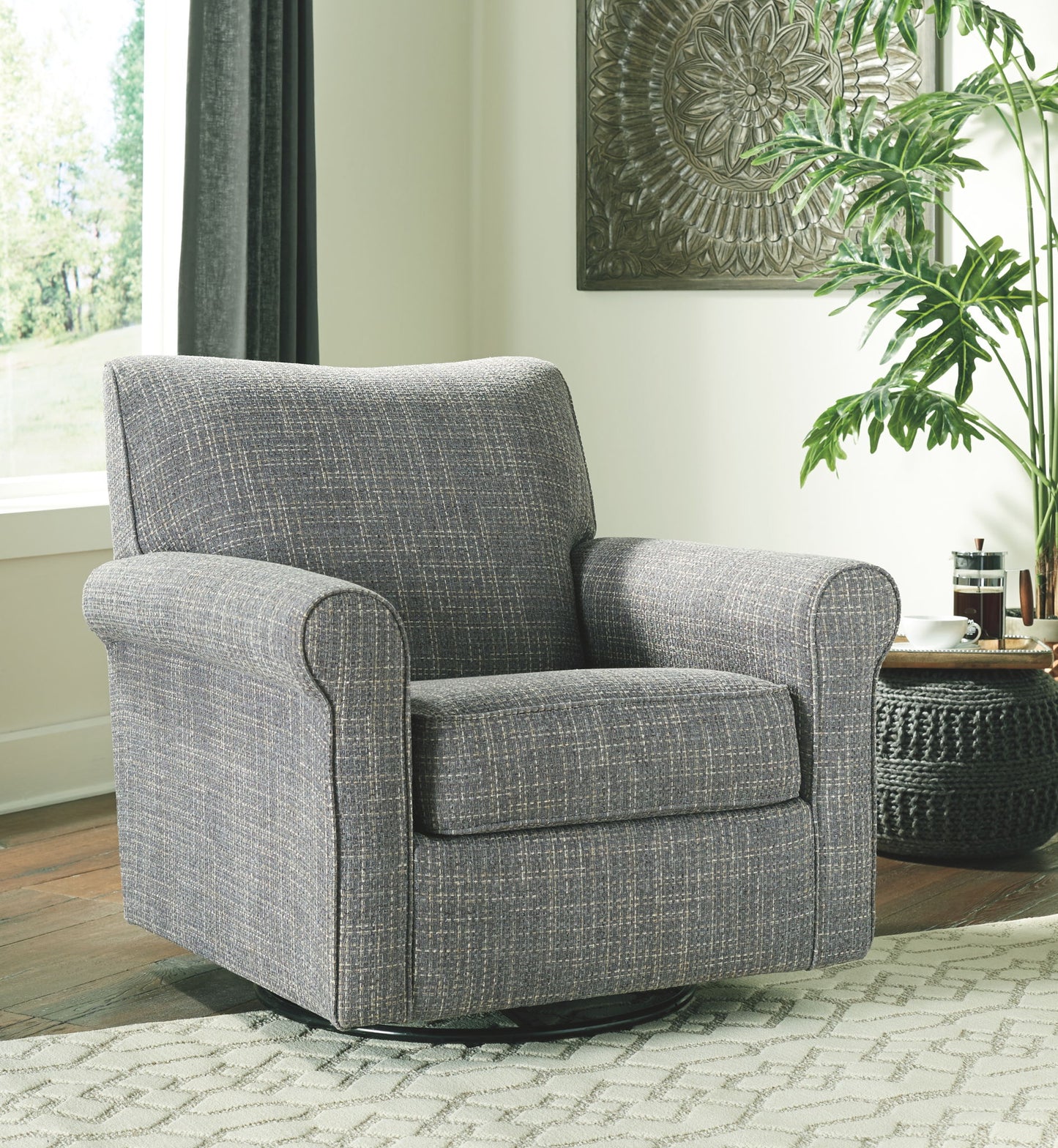 Renley - Swivel Glider Accent Chair - Ash