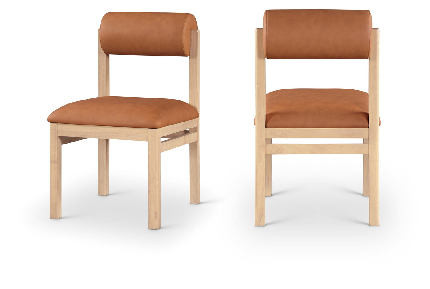 Roundhill - Faux Leather Dining Chair (Set of 2) - Natural Frame