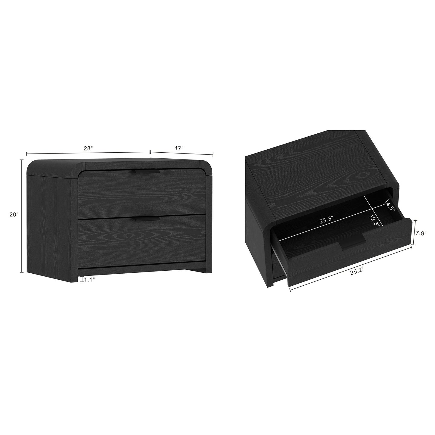 Manhattan Grace - Nightstand With Black Handles