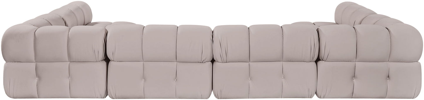 Orin - U-Shaped Velvet 6 Piece Modular Sectional