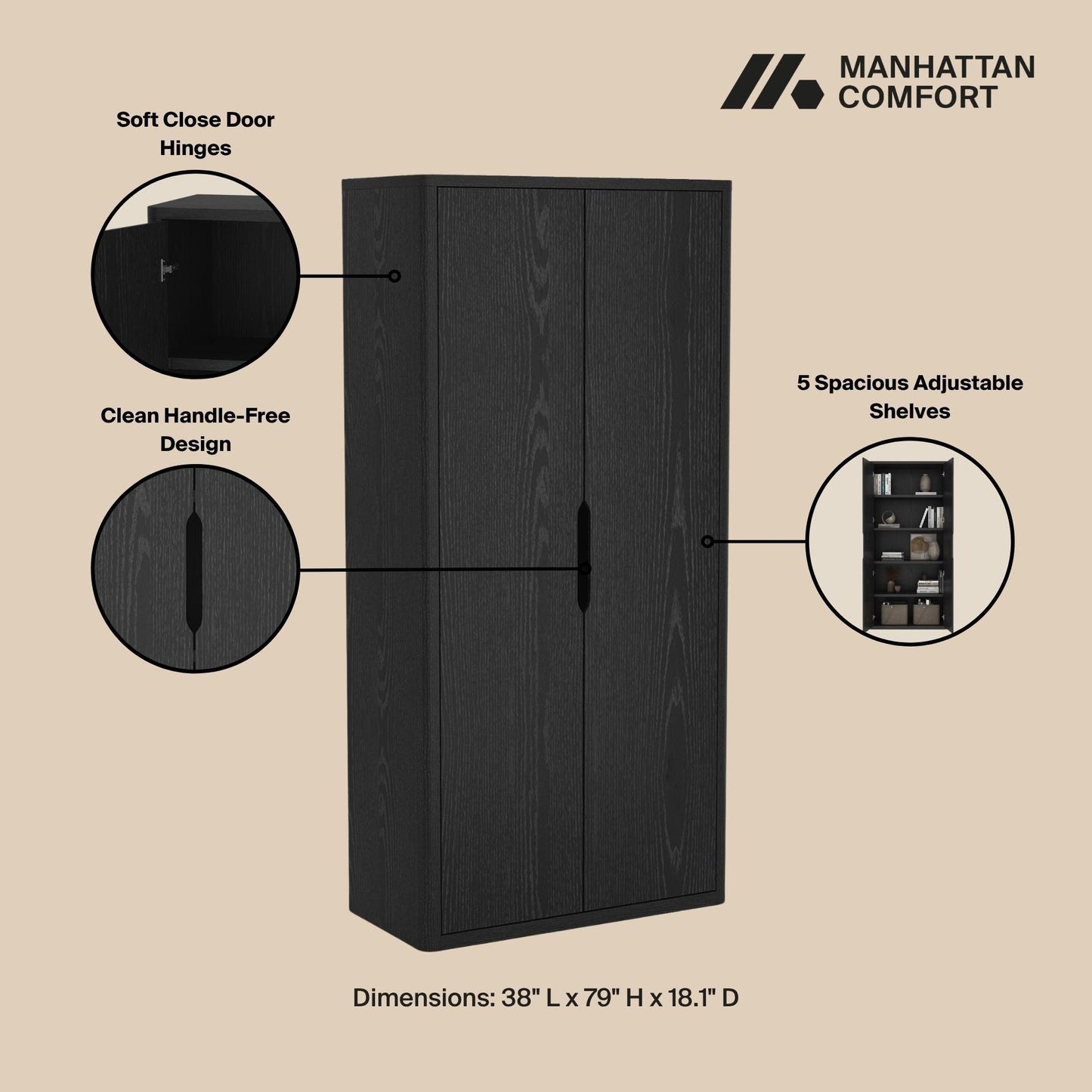 Manhattan Rivington - Bookcase Cabinet With 2 Doors