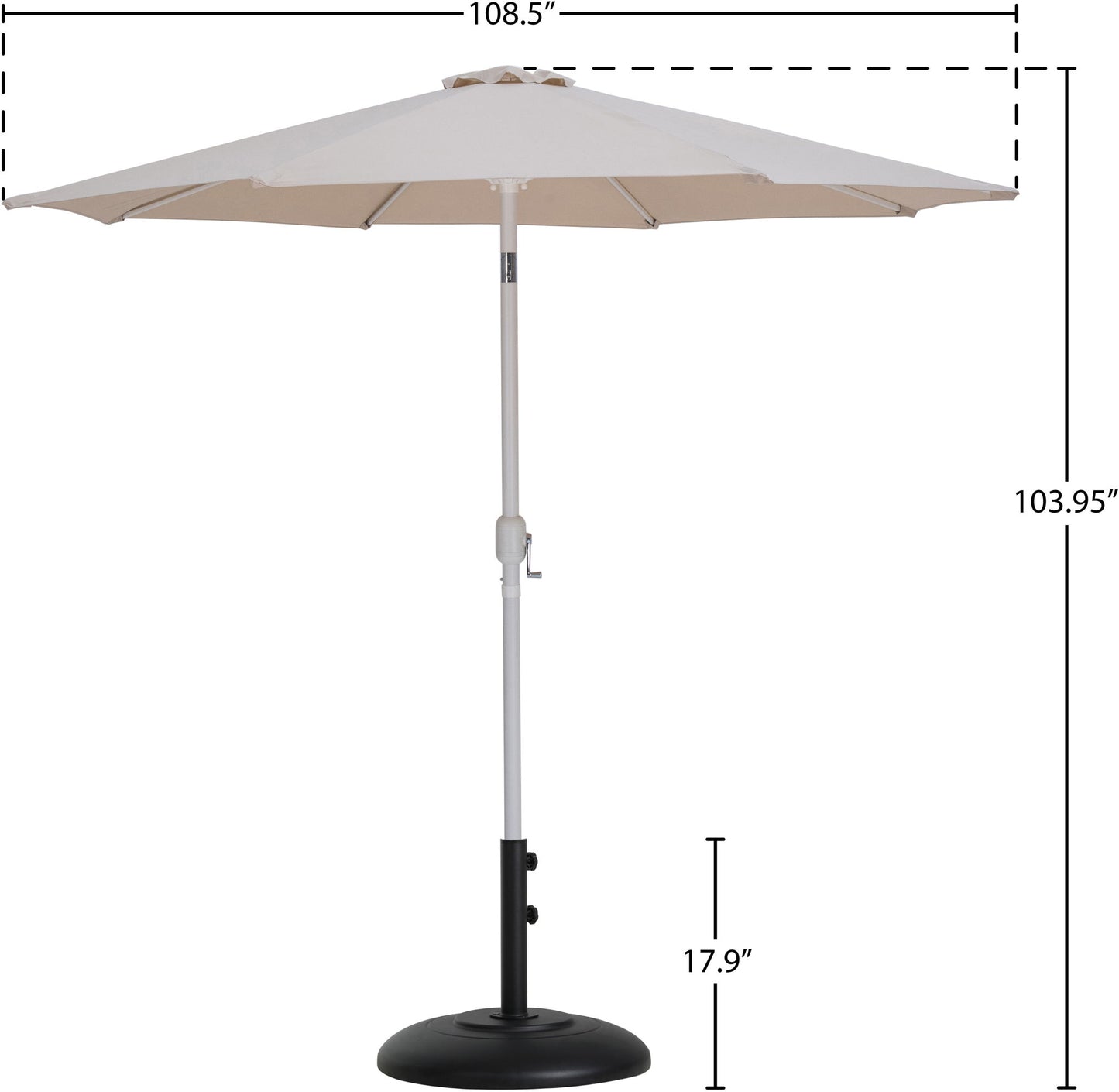 Fiji - Aluminum Patio Umbrella With Round Black And White Base