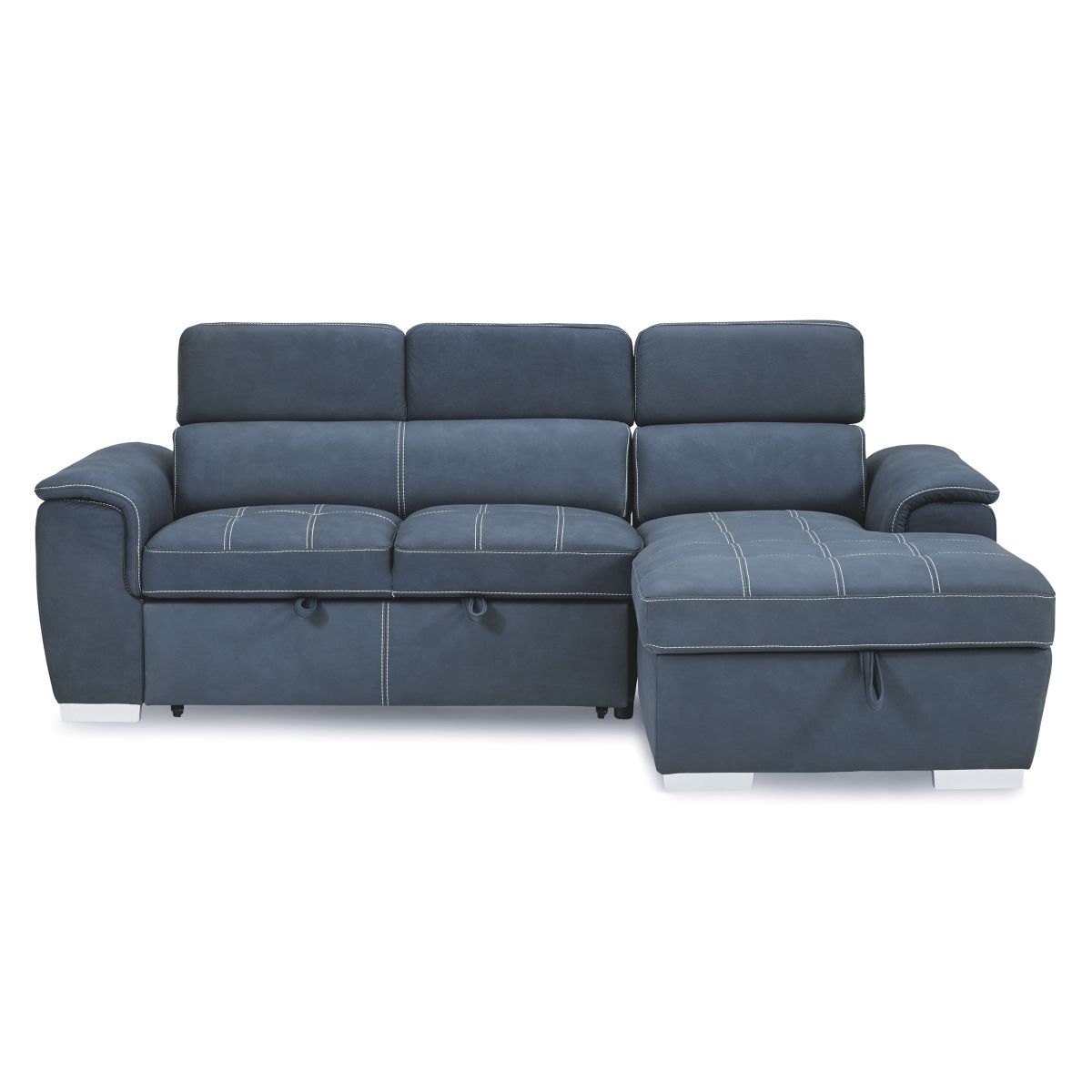 Ferriday 2-Piece Sectional with Adjustable Headrests, Pull-out Bed and Right Chaise with Hidden Storage