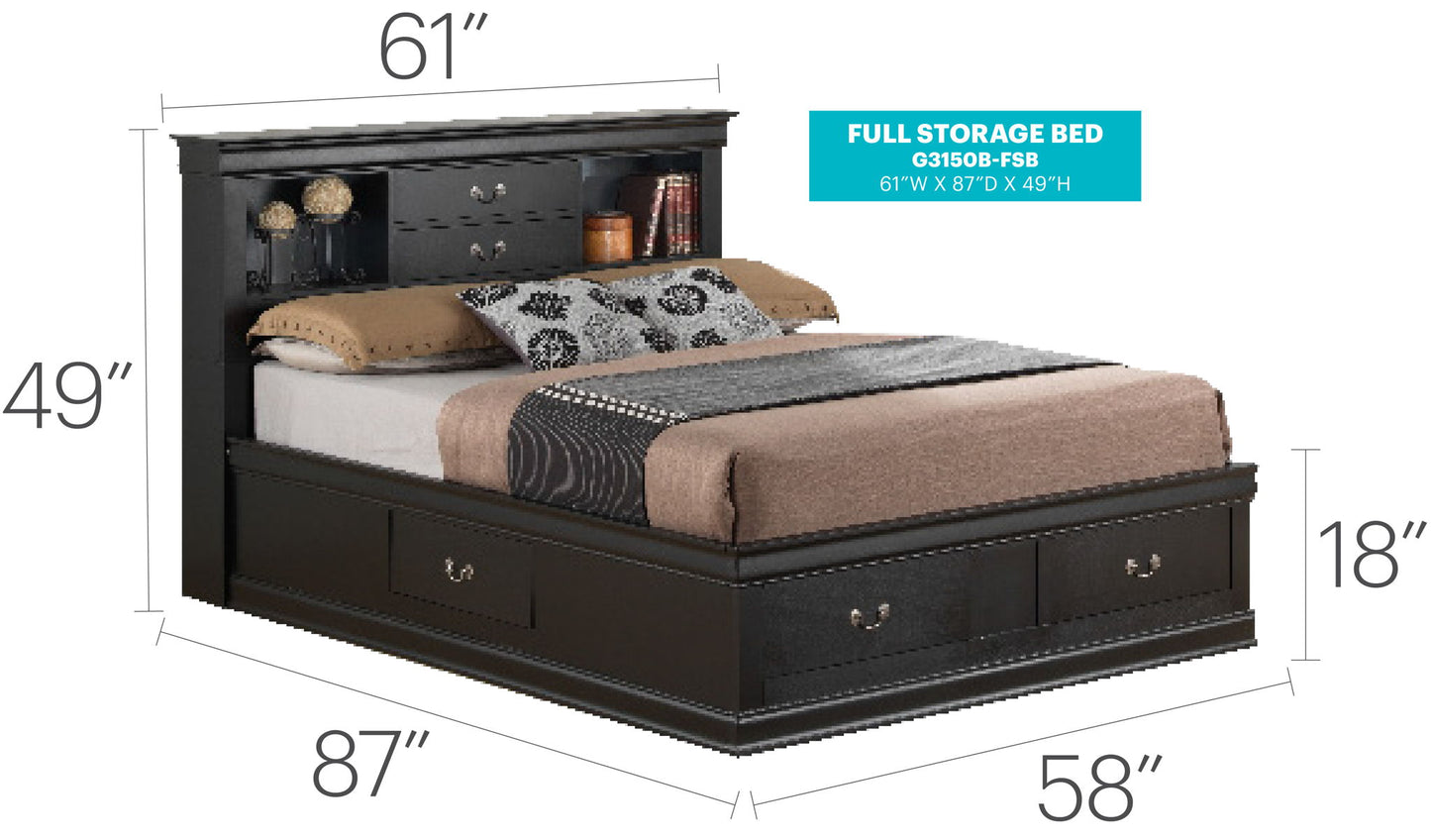 Glory Furniture - Louis Phillipe - Bookcase Storage Bed