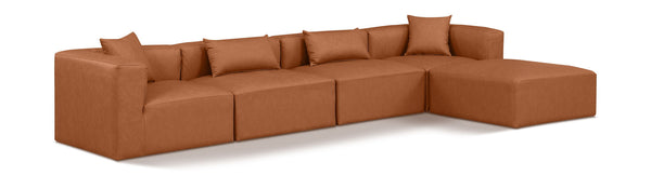 Cube - 5 Piece Modular Sectional With Chaise - Cognac