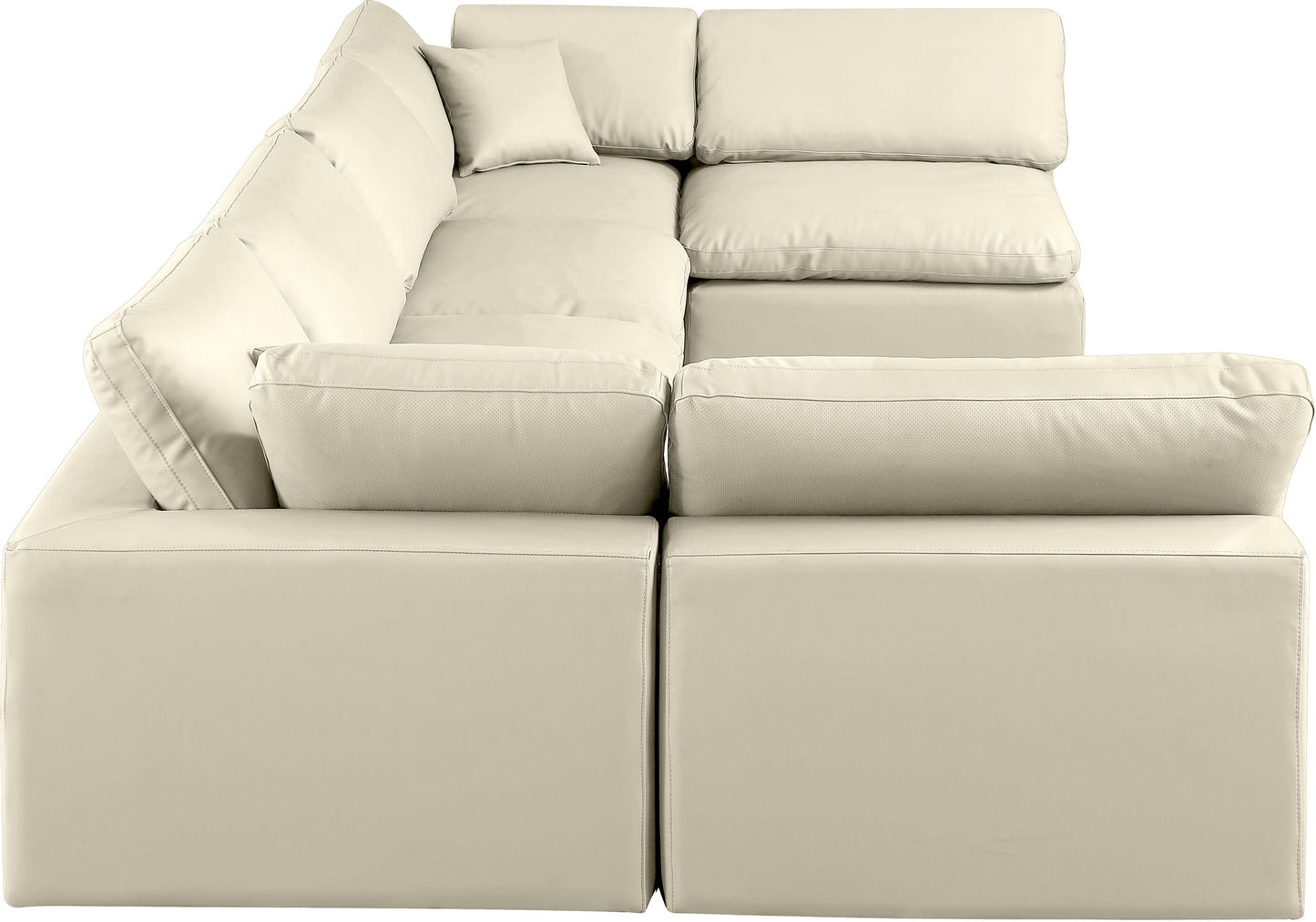 Comfy - 6 Piece Faux Leather Modular Armless Sectional