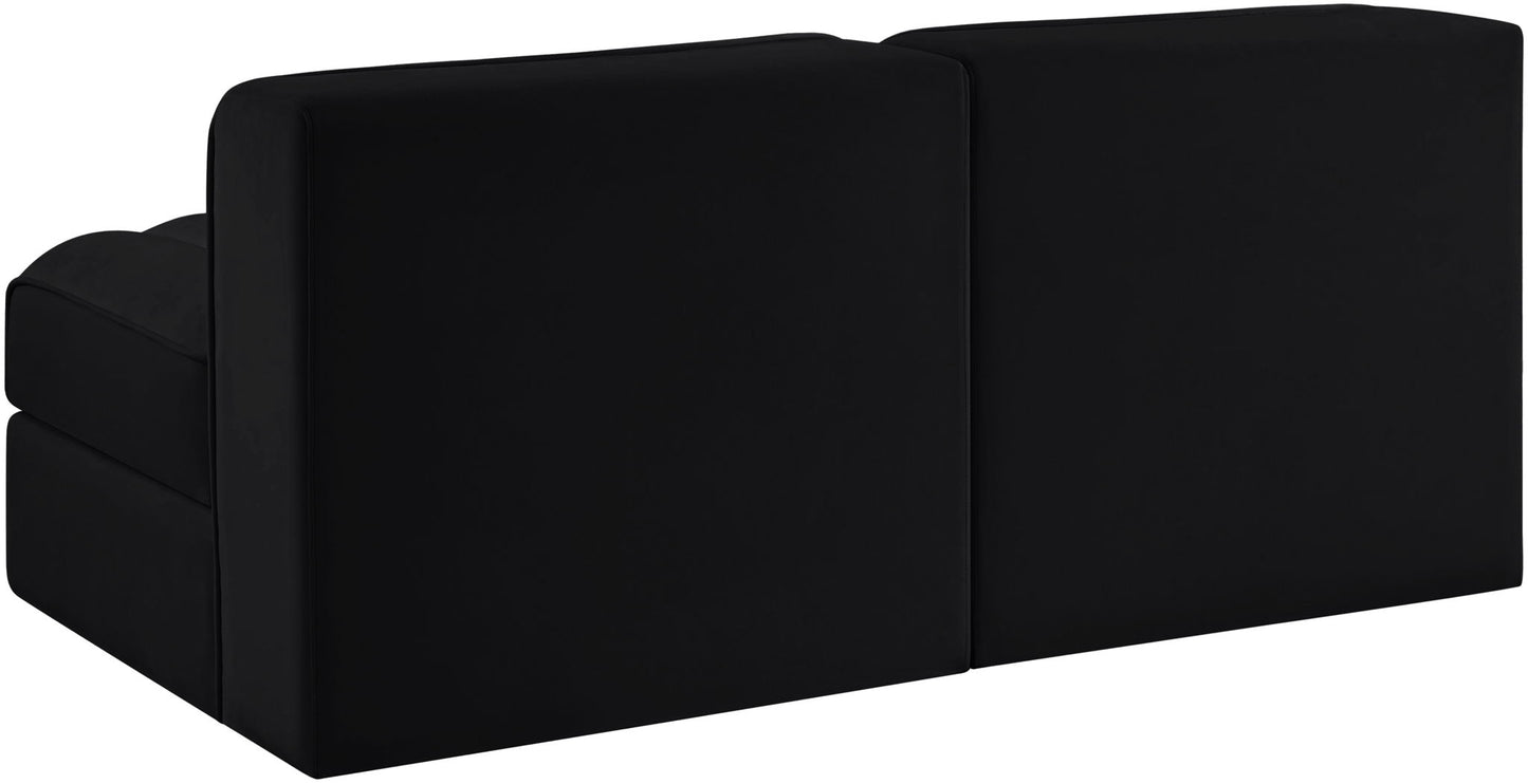 Rummi - Velvet Performance Fabric Upholstered 2 Piece Modular Armless Loveseat