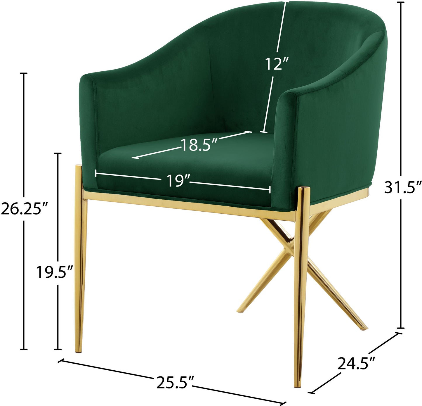Xavier - Dining Chair with Gold Legs