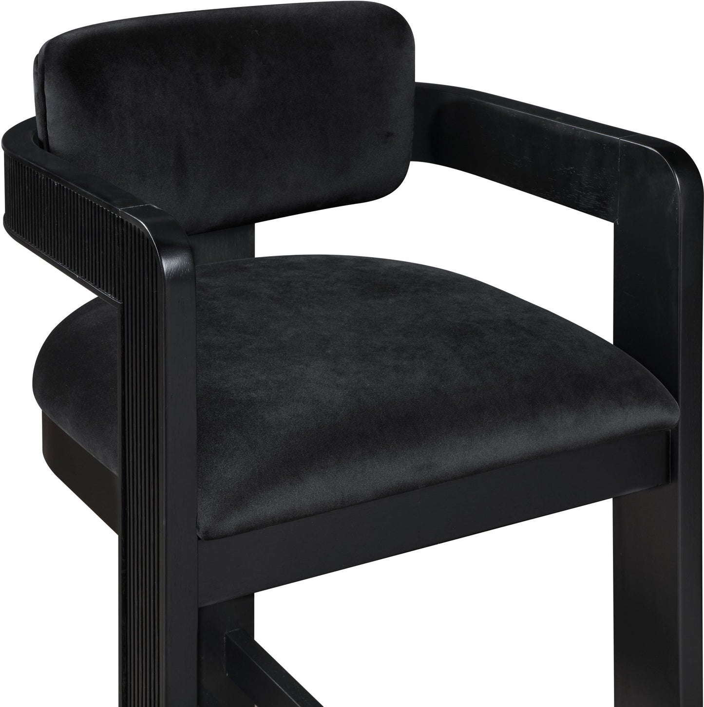 Sacha - Velvet Stool With Black Base