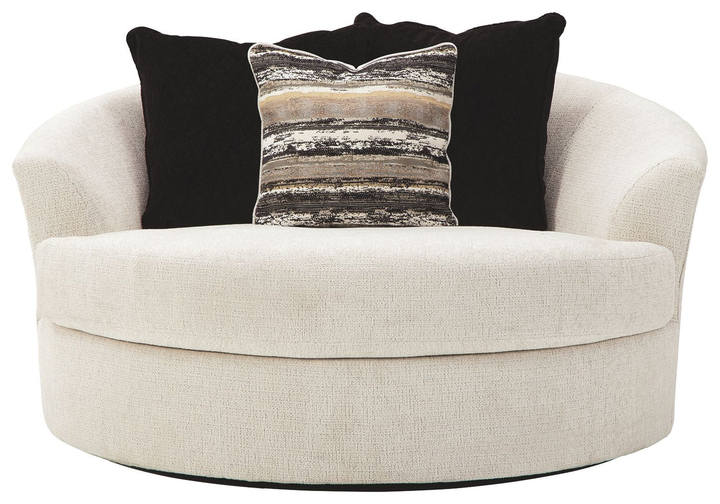 Cambri - Oversized Round Swivel Chair - Snow