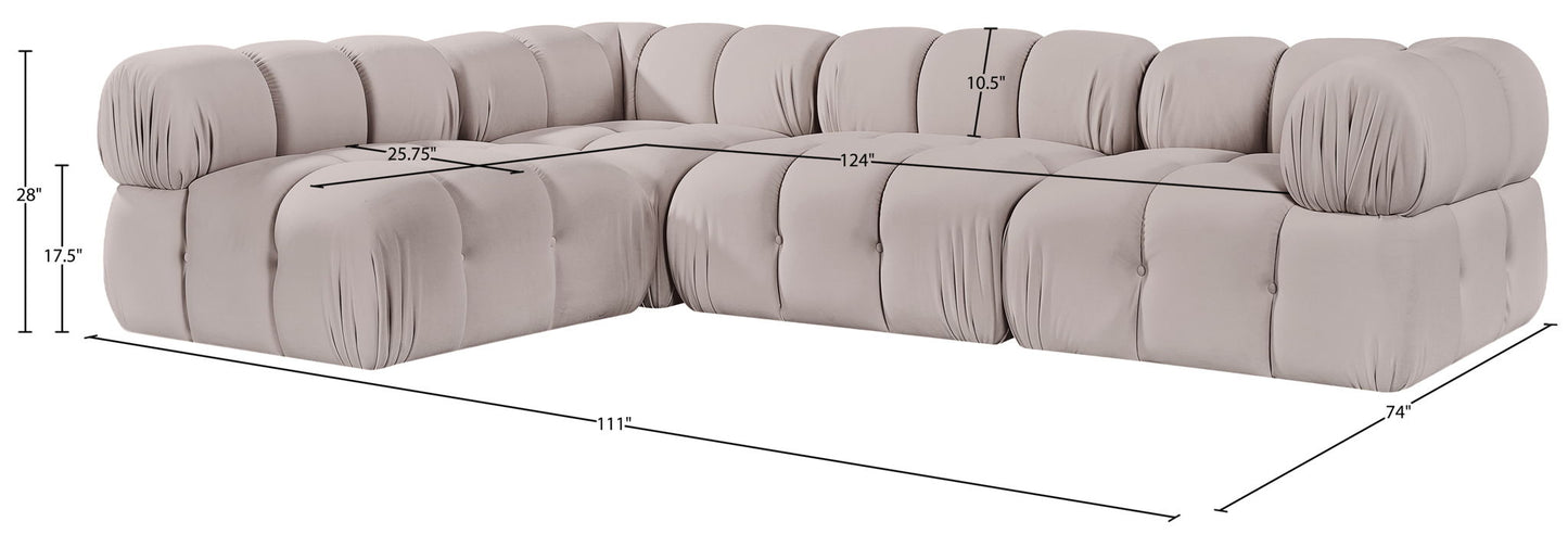 Orin - Fabric Velvet 4 Piece Modular Sectional