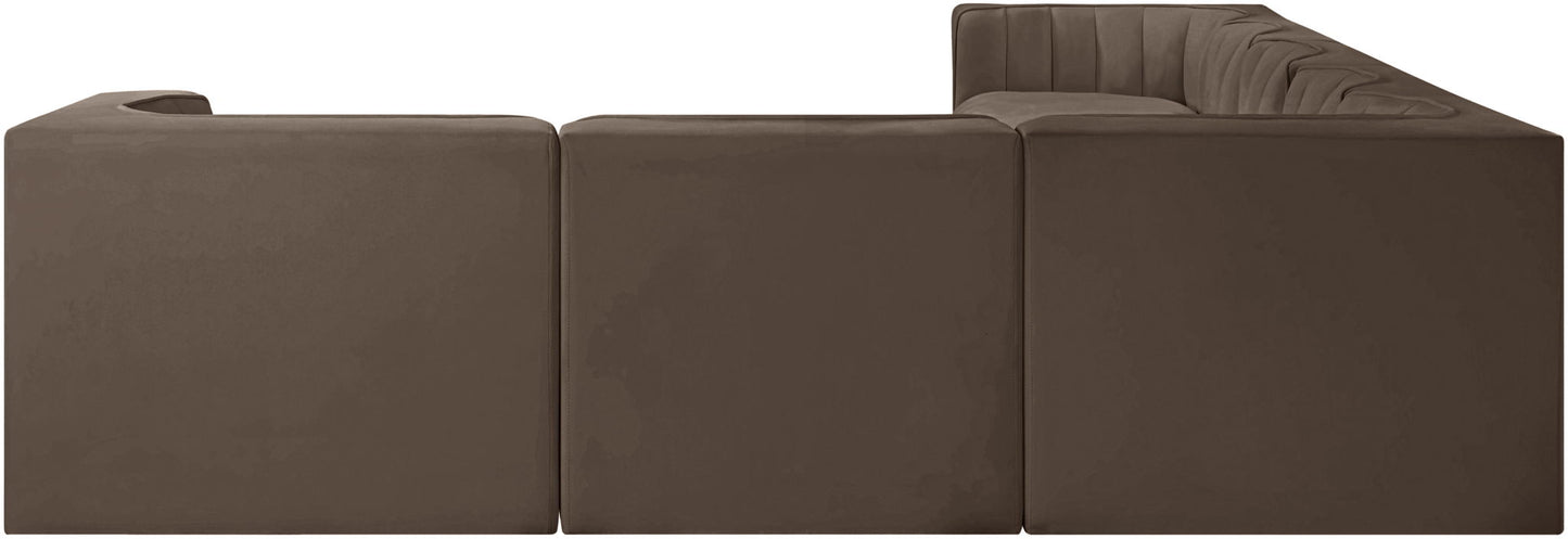 Rummi - Velvet Performance Fabric Upholstered 7 Piece Modular Sectional (With 3 Corner Chairs)