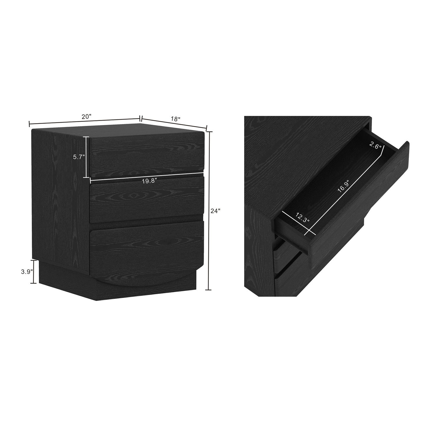 Manhattan Ardea - 3-Drawer Nightstand