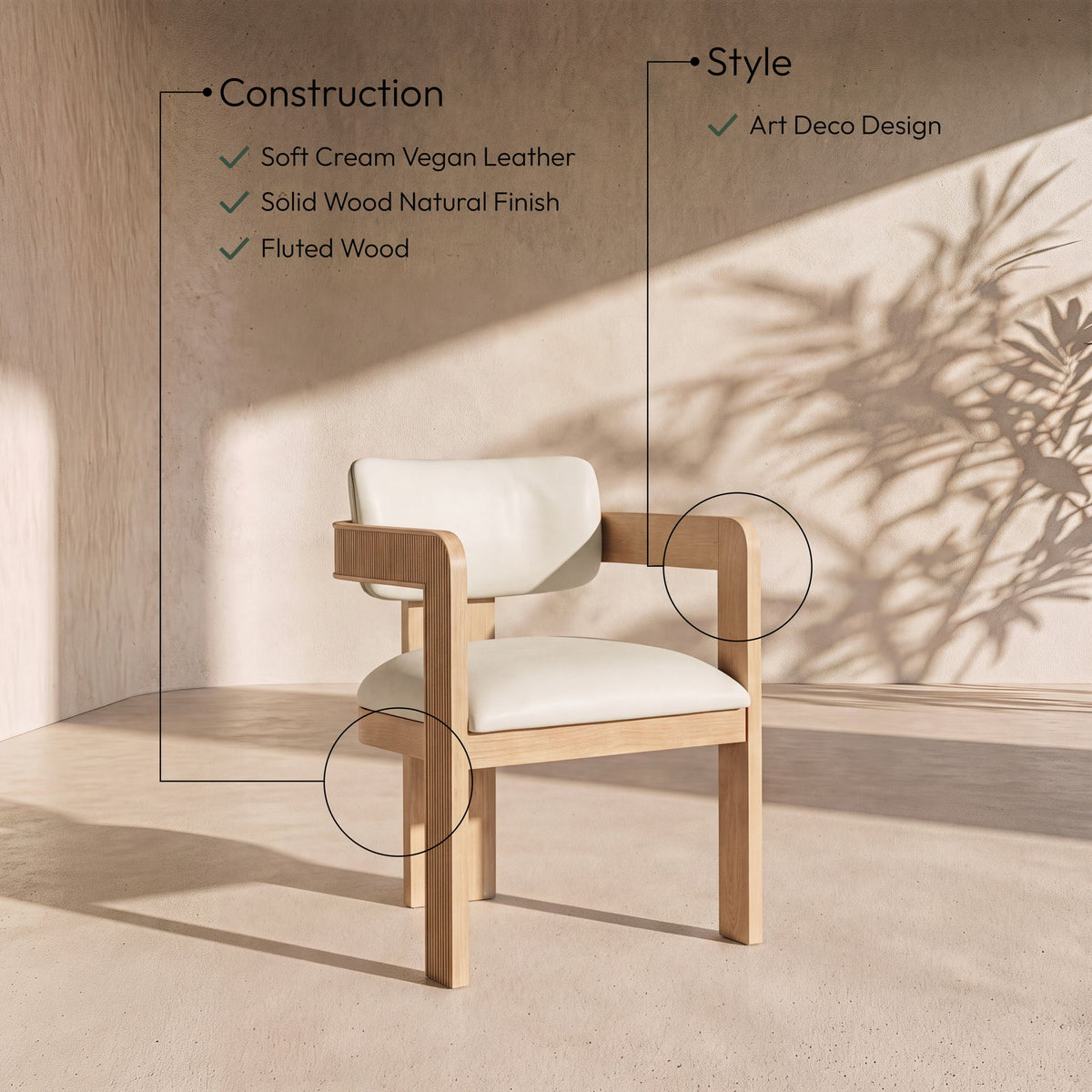Sacha - Vegan Leather Upholstered Dining Chair With Natural Base (Set of 2)