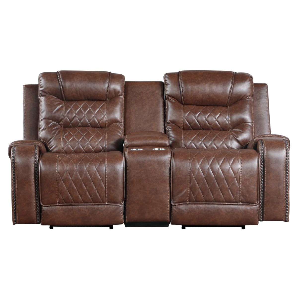 Putnam Power Double Reclining Love Seat with Center Console, Receptacles and USB Ports