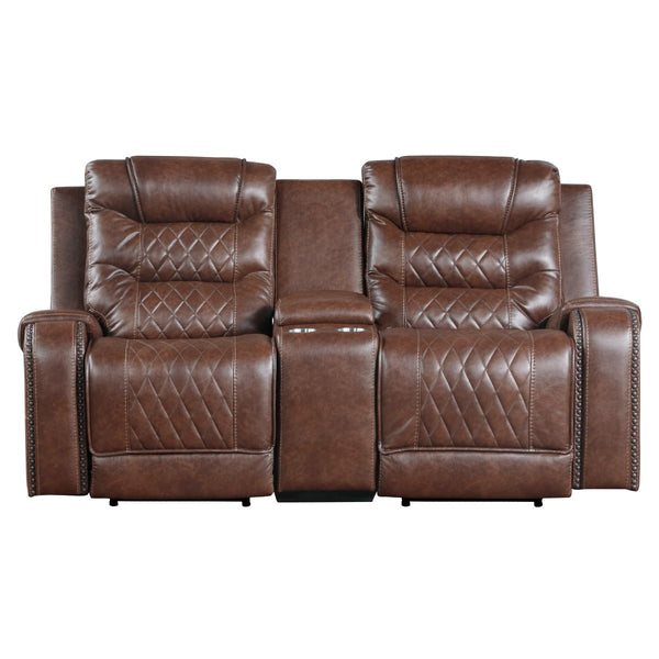 Putnam Power Double Reclining Love Seat with Center Console, Receptacles and USB Ports