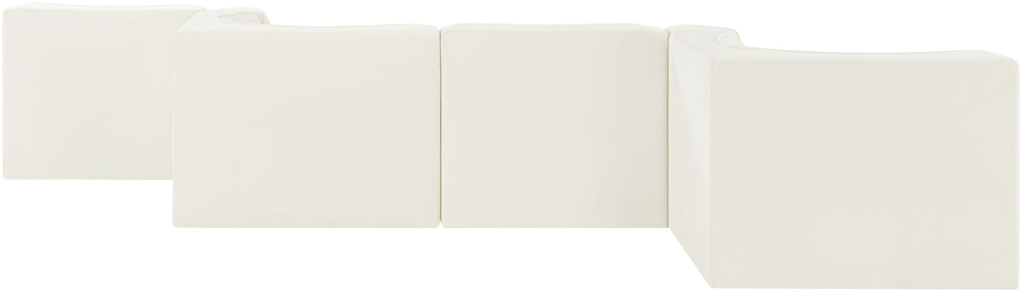 Rummi - Rounded Velvet Performance Fabric Upholstered 6 Piece Modular Sectional