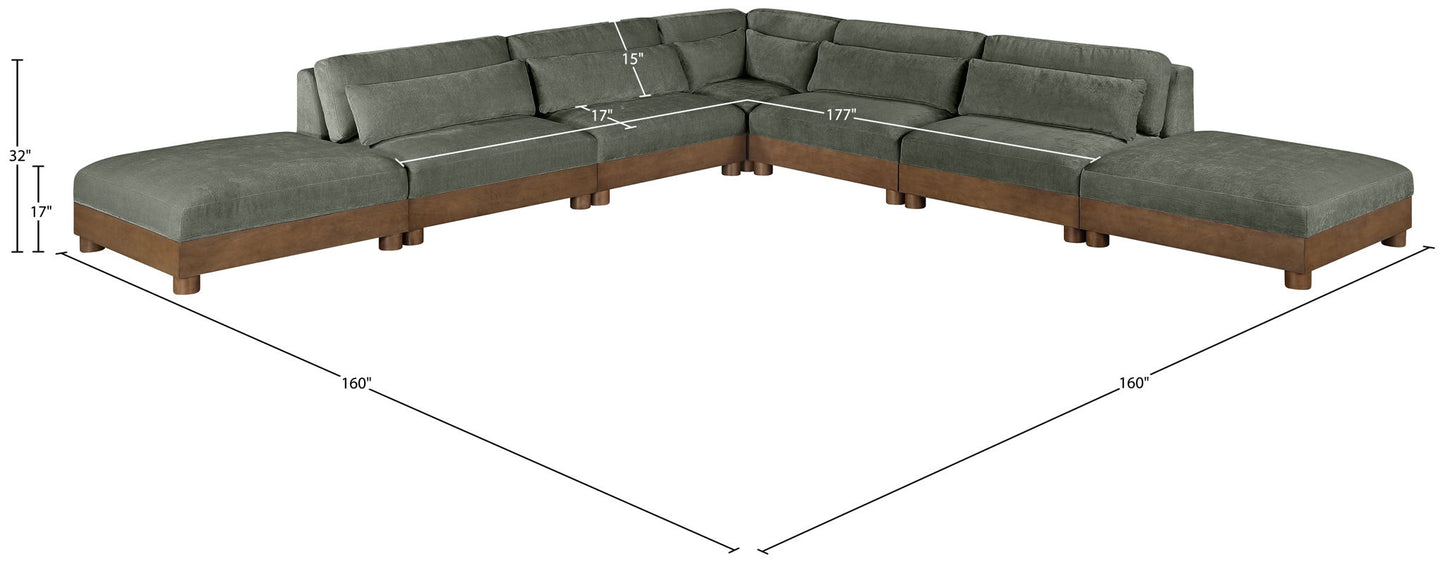 Turin - Chenille Fabric Upholstered Modular Sectional - Green