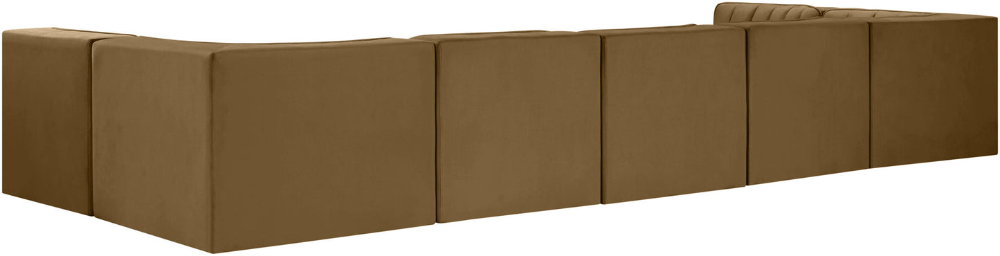 Rummi - Velvet Performance Fabric Upholstered 7 Piece Modular Sectional (With 2 Corner Chairs)