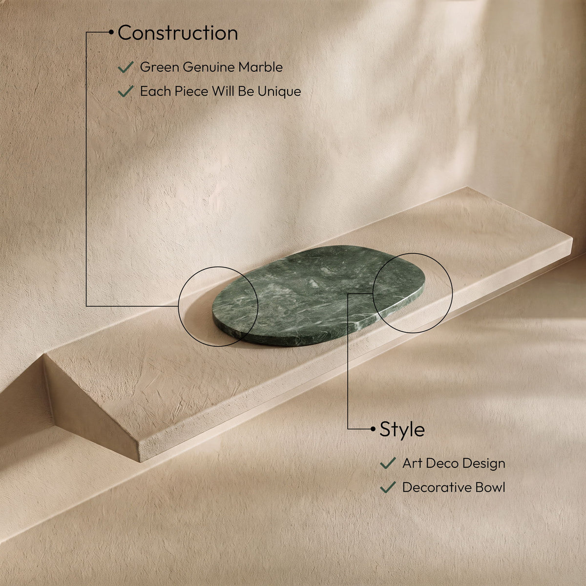 Livia - Genuine Marble Decorative Tray