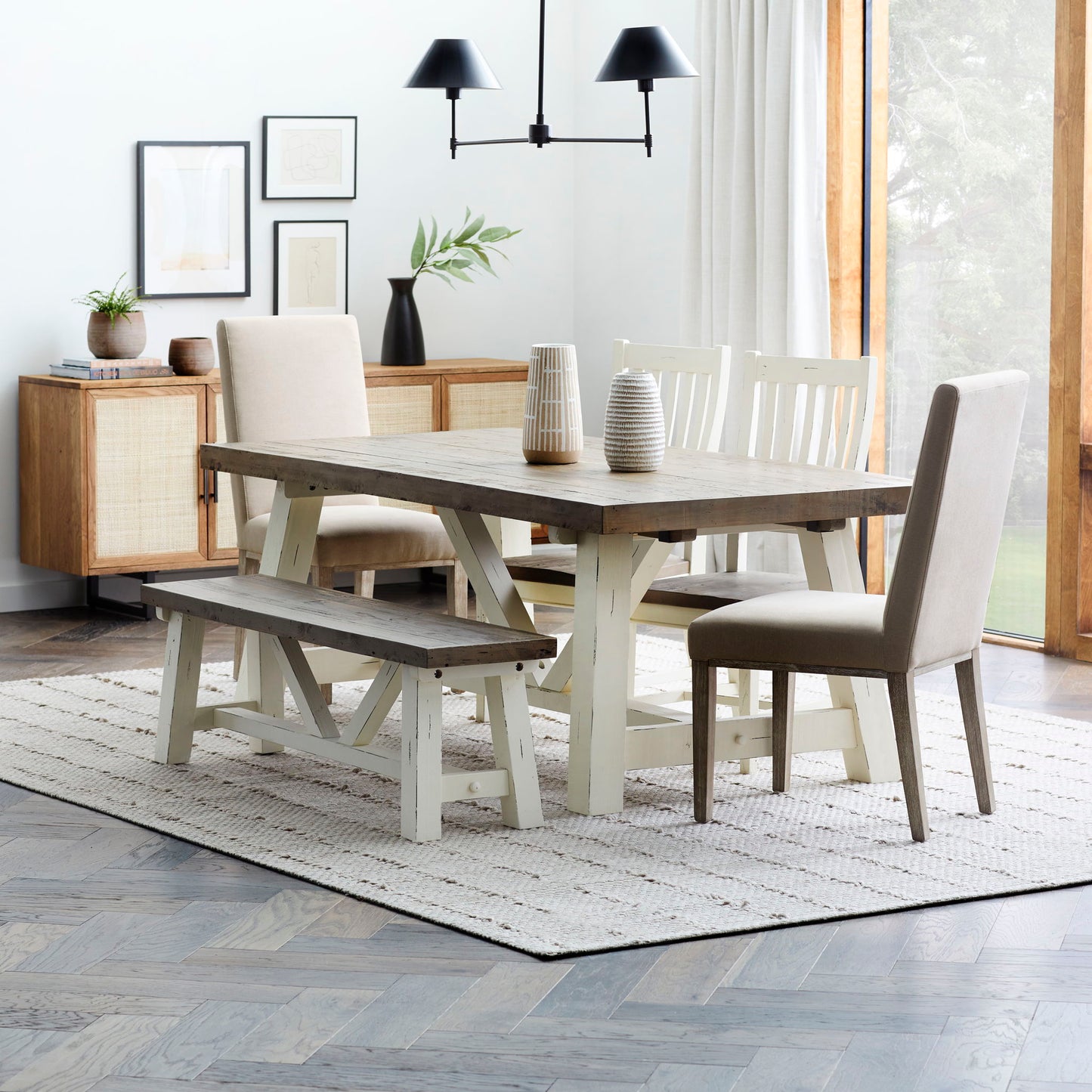 Chester - Dining Table 78" - Distressed White