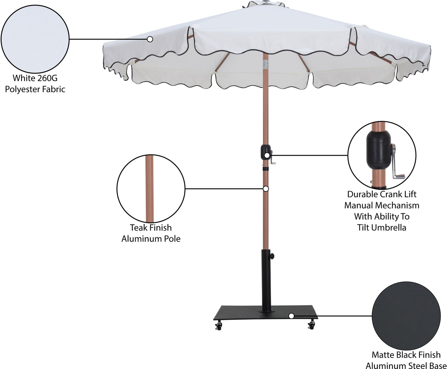 Amalfi - Aluminum Patio Umbrella - Black Base / Light Brown Pole