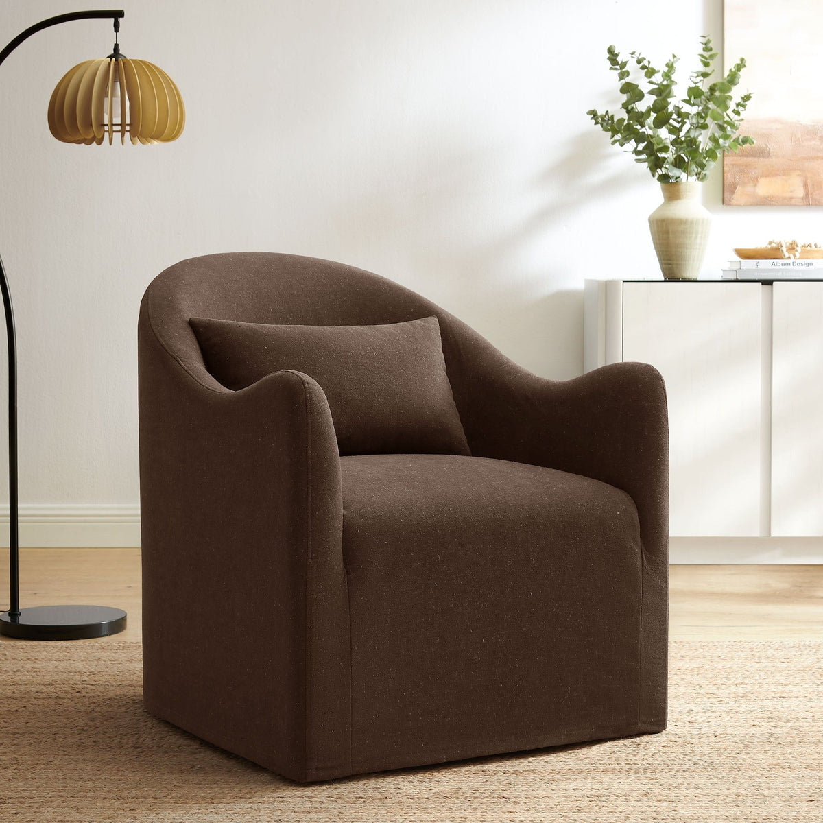 Bardot Linen Blend Accent Chair - Cocoa