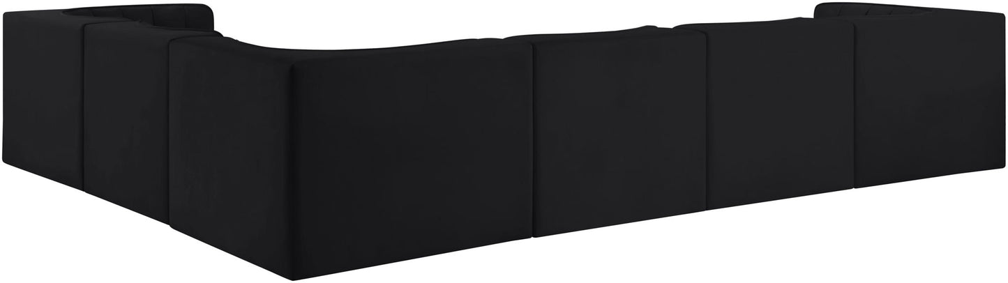 Rummi - Velvet Performance Fabric Upholstered 6 Piece Modular Sectional (With 3 Corner Chairs)