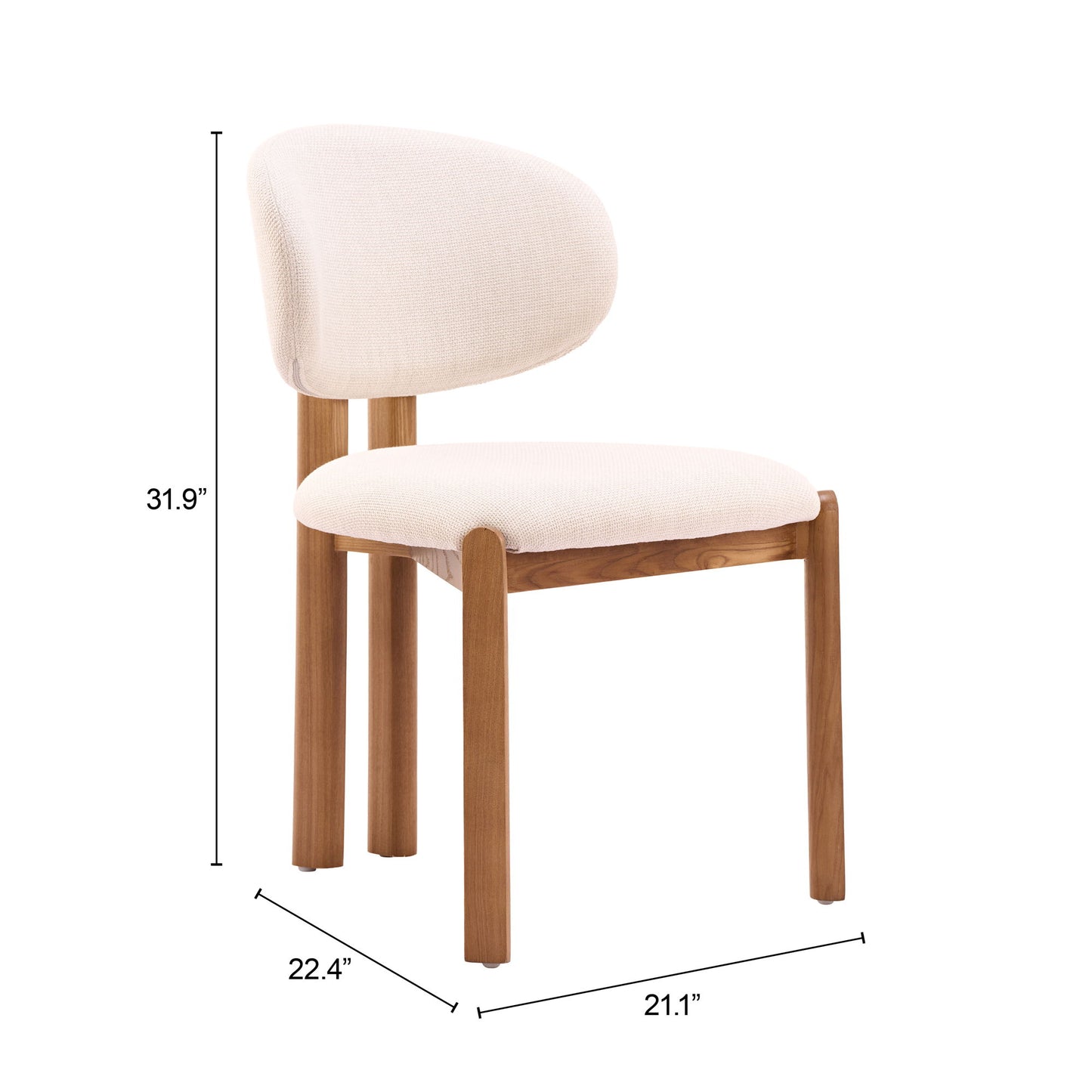 Rosetta - Dining Chair (Set of 2) - Beige / Walnut