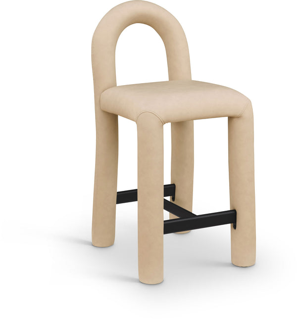 Amari - Vegan Leather and Boucle Fabric Stool