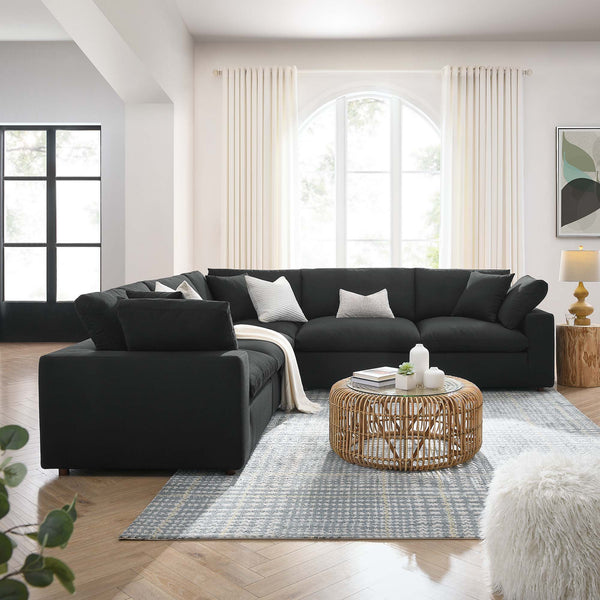 Commix 5 Piece Down Filled Overstuffed Sectional Sofa - Black