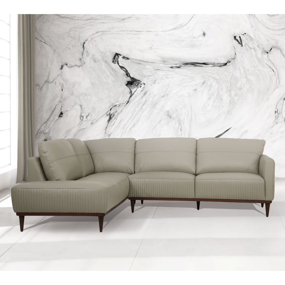 Tampa - 33" Sectional Sofa - Airy Green Leather