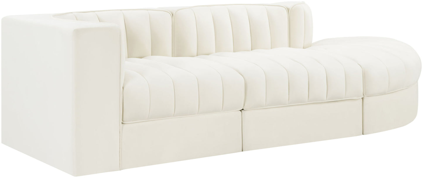 Rummi - Velvet Performance Fabric Upholstered 3 Piece Modular Sectional