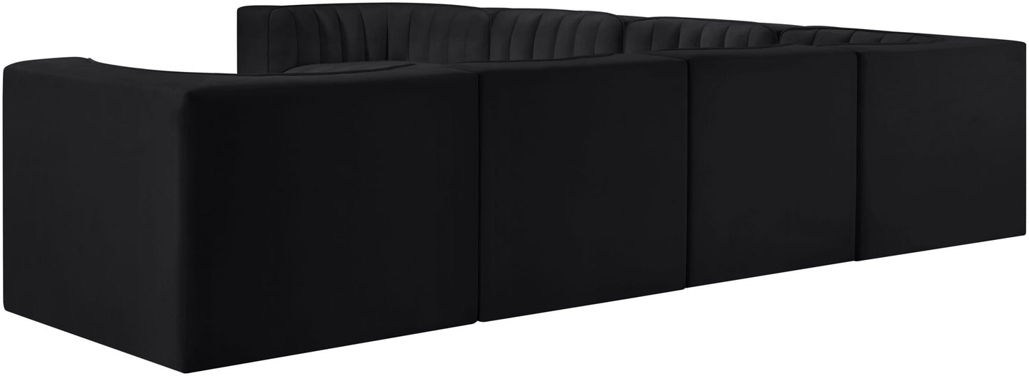 Rummi - Symmetrical Velvet Performance Fabric Upholstered 7 Piece Modular Sectional (With 3 Corner Chairs)