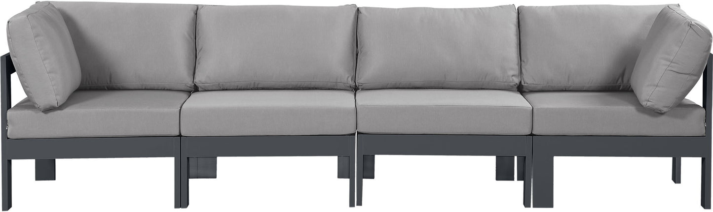 Nizuc - Outdoor Patio 4 Seat Modular Sofa With Gray Frame
