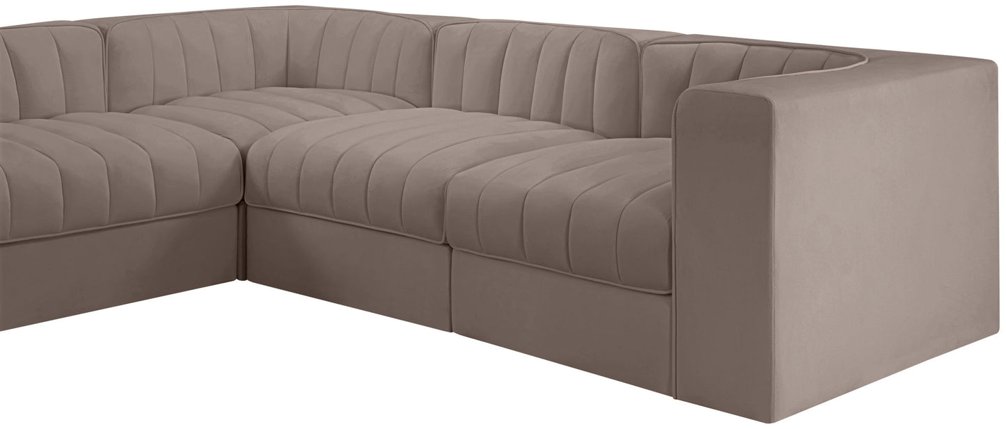 Rummi - Velvet Performance Fabric Upholstered 10 Piece Modular Sectional
