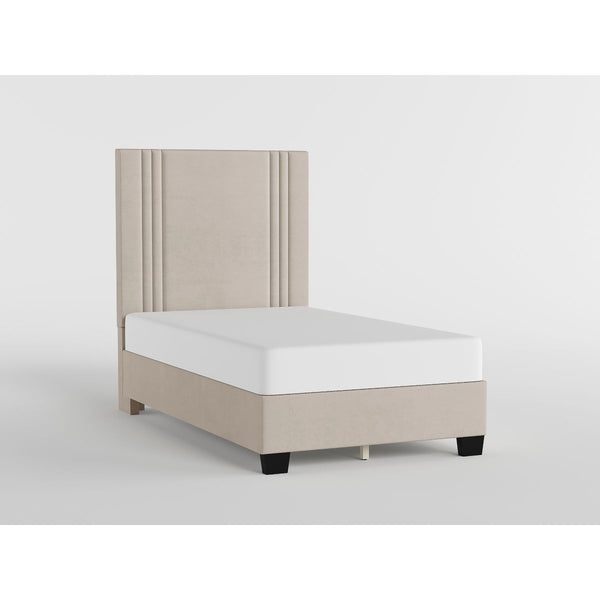 44" Beige Microfiber Platform Bed