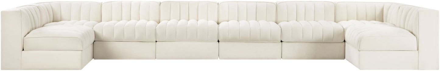 Rummi - Velvet Performance Fabric Upholstered 8 Piece Modular Sectional (With 2 Corner Chairs)