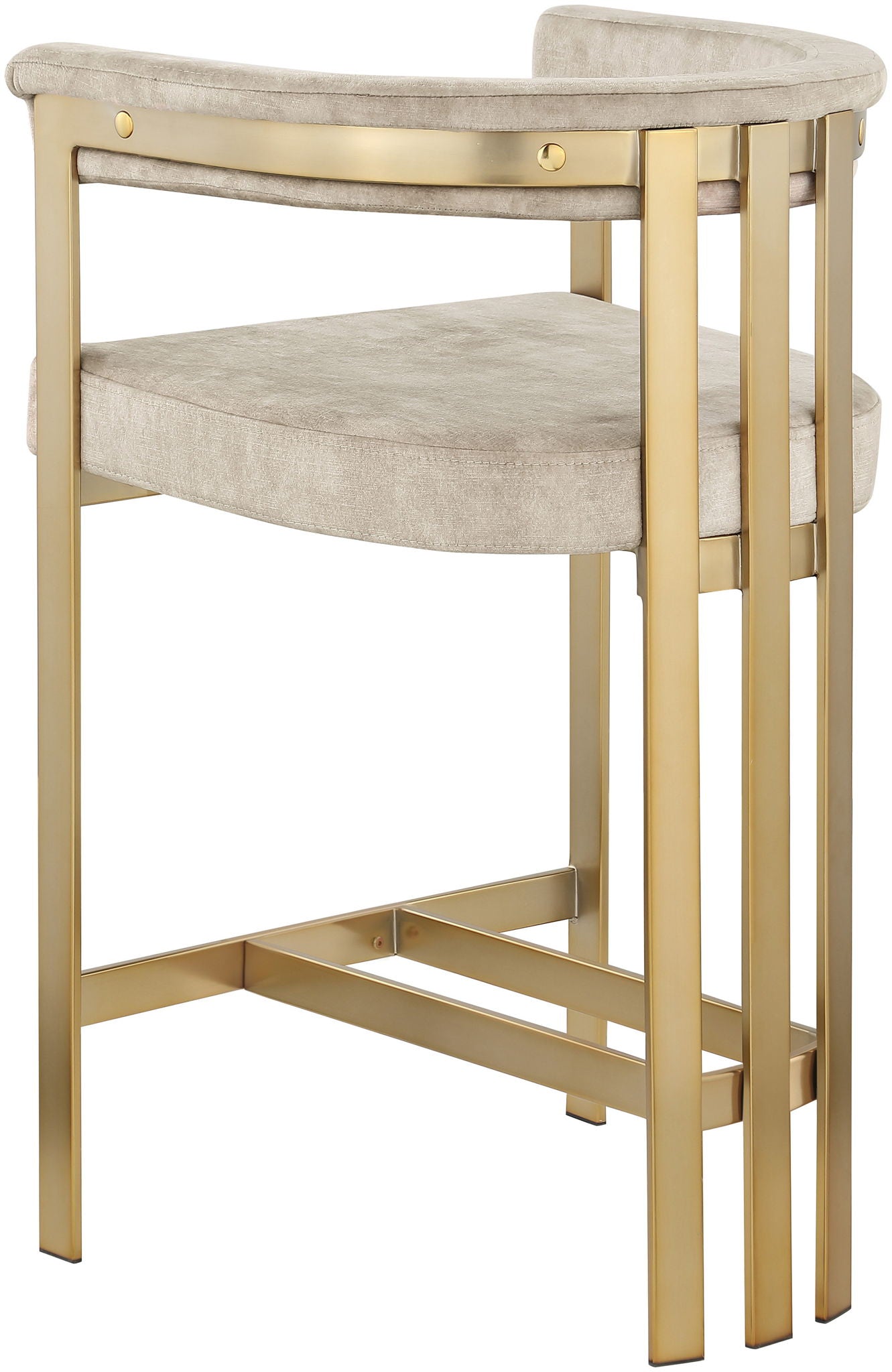 Marcello - Counter Stool With Brushed Gold Iron Frame (Set of 2) - Beige