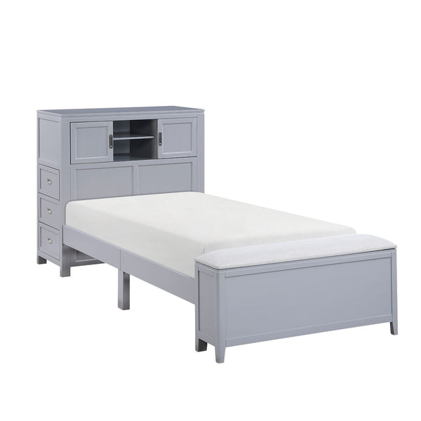 Sloane Twin Bookcase Platform Bed with Hidden Desk, Stool and Storage Bench