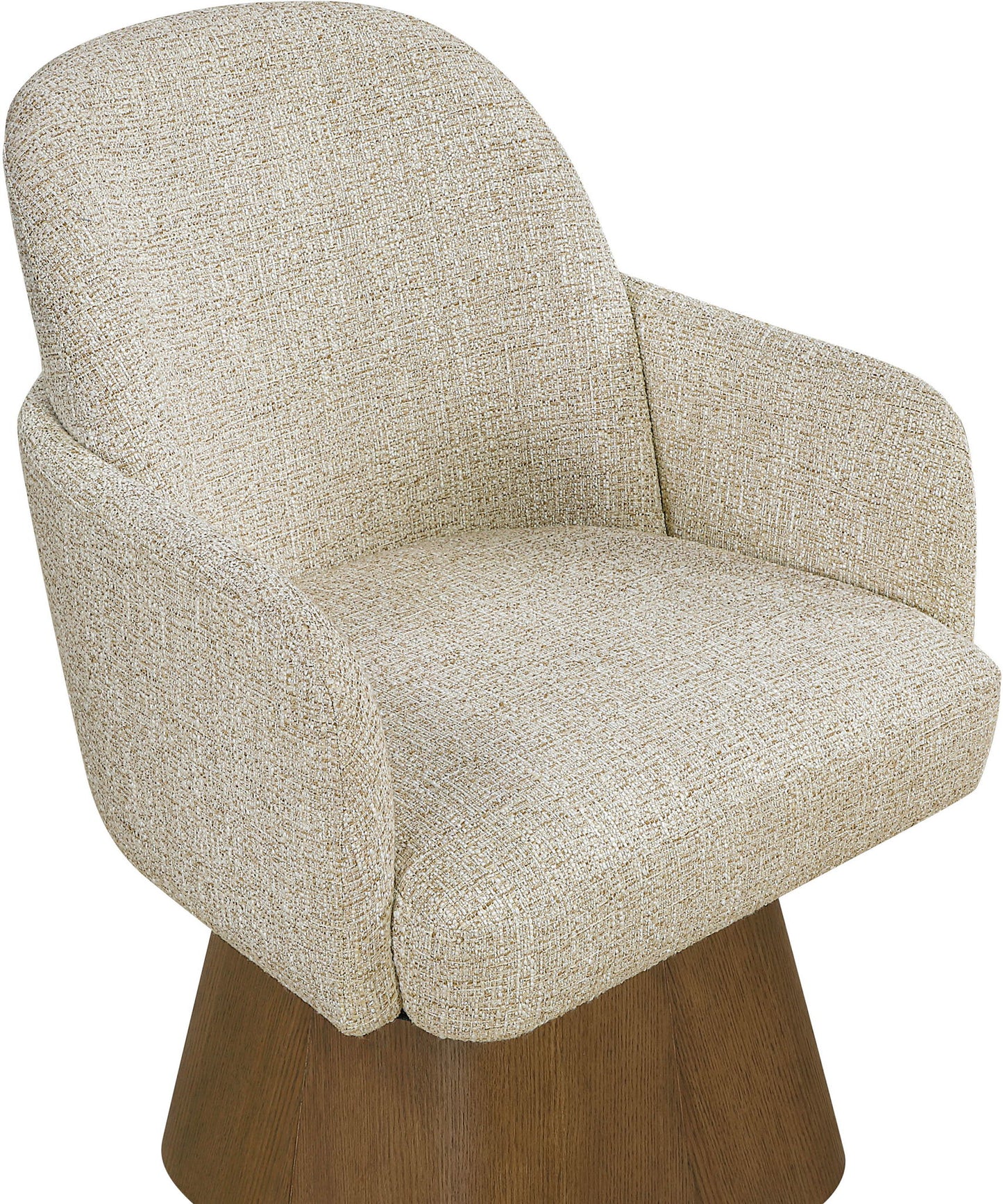 Marlowe - Linen Textured Fabric Upholstered Swivel Dining Arm Chair - Stained Brown