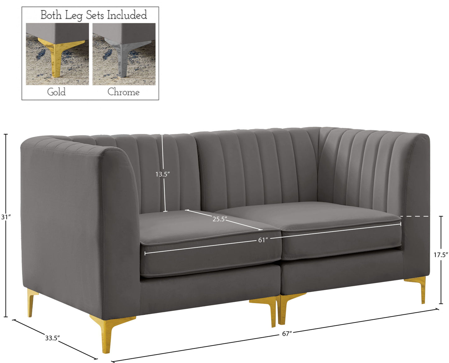 Alina - 2 Piece Modular Sectional