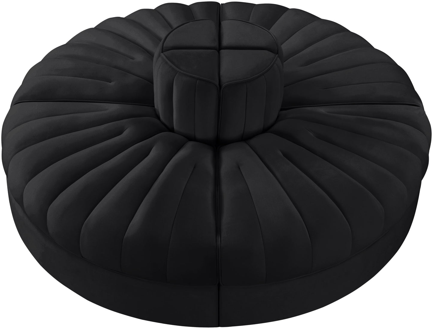 Rummi - Round Velvet Performance Fabric Upholstered 4 Piece Modular Sofa