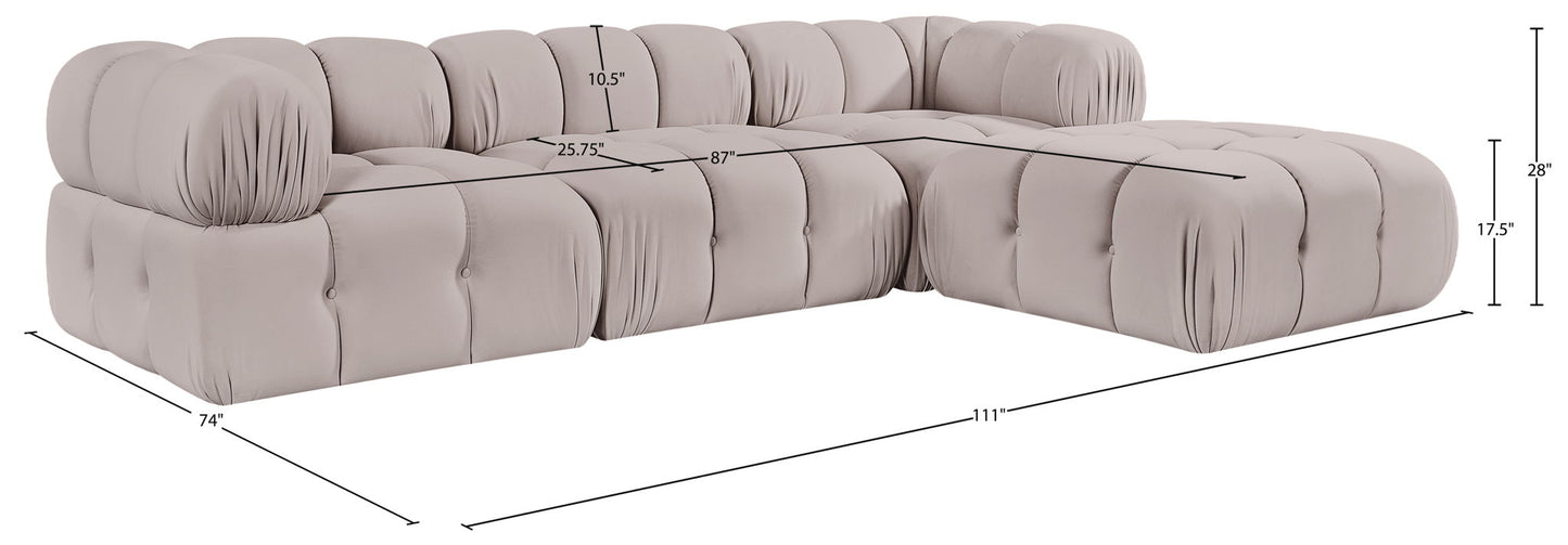 Orin - Velvet 4 Piece Modular Sectional With Chaise