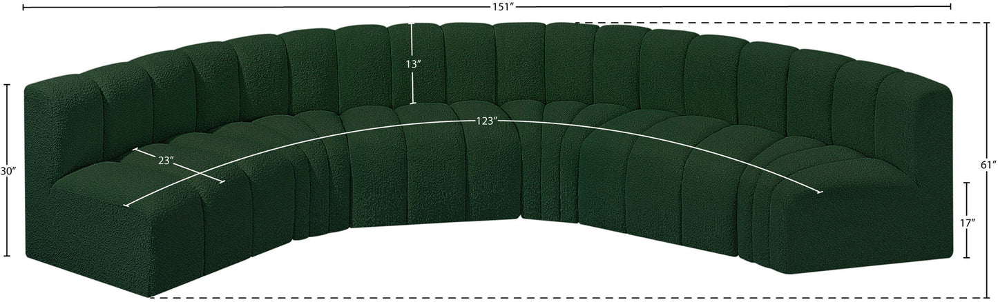 Arc - Boucle Fabric 6 Piece U-Shaped Modular Sofa