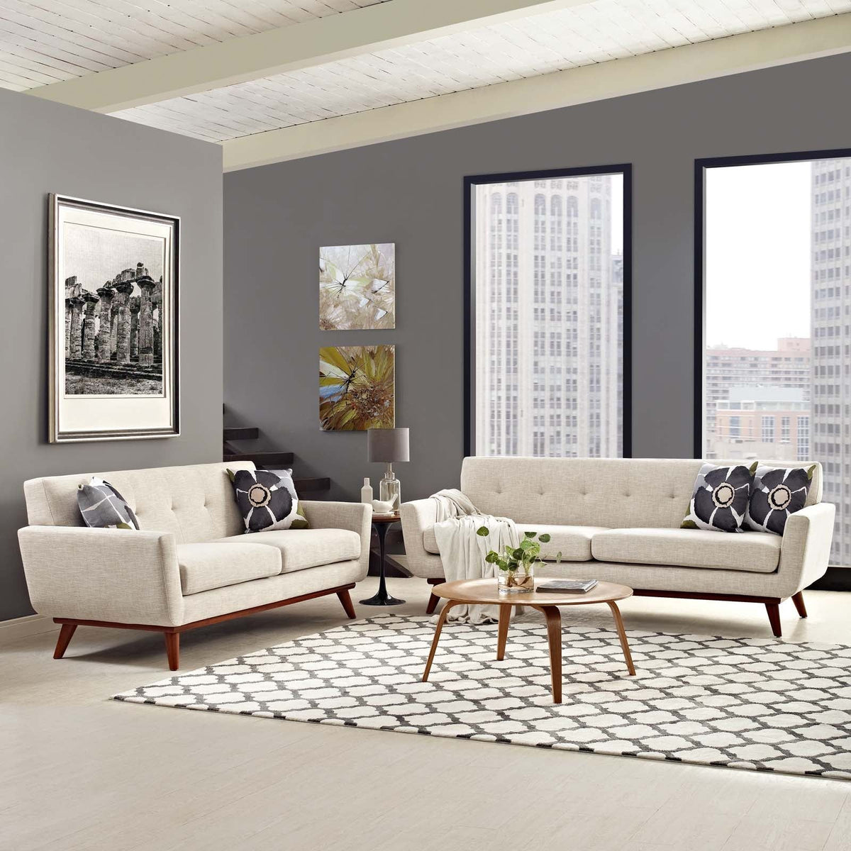 Engage Loveseat and Sofa Set of 2 - Beige