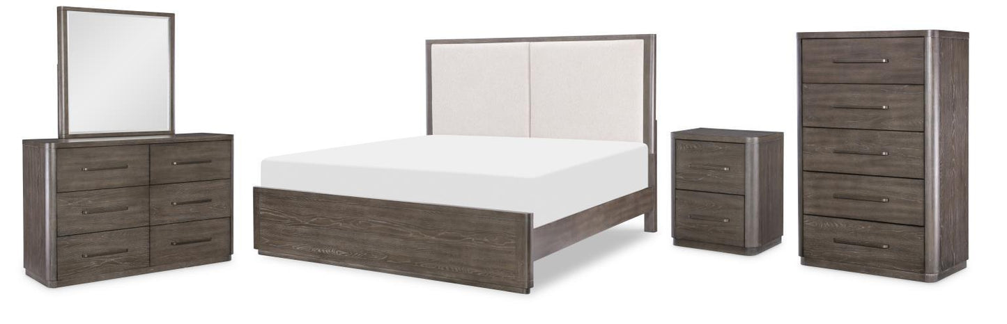 Horizons - Complete Upholstered Panel Bed - Deep Sable