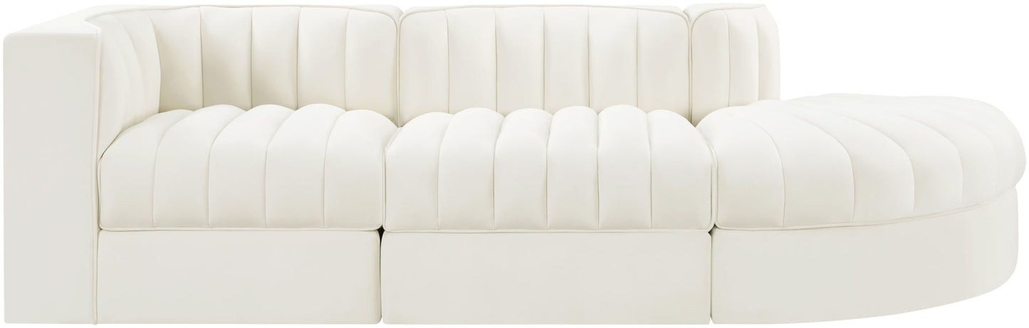 Rummi - Velvet Performance Fabric Upholstered 3 Piece Modular Sectional