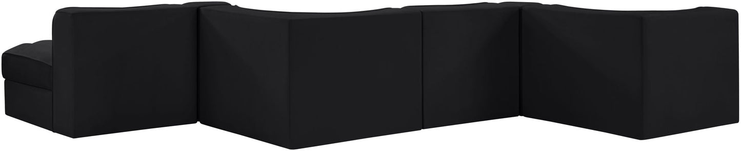 Rummi - Rounded Velvet Performance Fabric Upholstered 6 Piece Modular Sectional